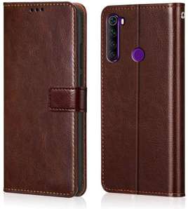 Cover per Xiaomi Redmi Note 8, Custodia in Pelle PU con Slot per Schede, Magnetica Portafoglio Cover per Xiaomi Redmi Note 8, Marrone