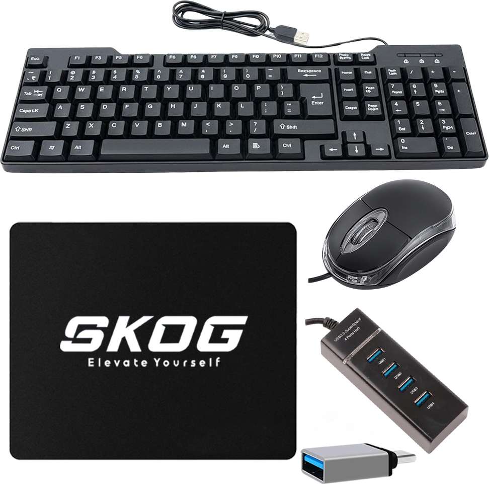SKOG Keyboard, Mouse and usb Hub , mouse pad and otg cable Combo Combo Set Price in India - Buy SKOG Keyboard, Mouse and usb Hub , mouse pad and otg cable Combo Combo Set online at Shopsy.in - Image 2