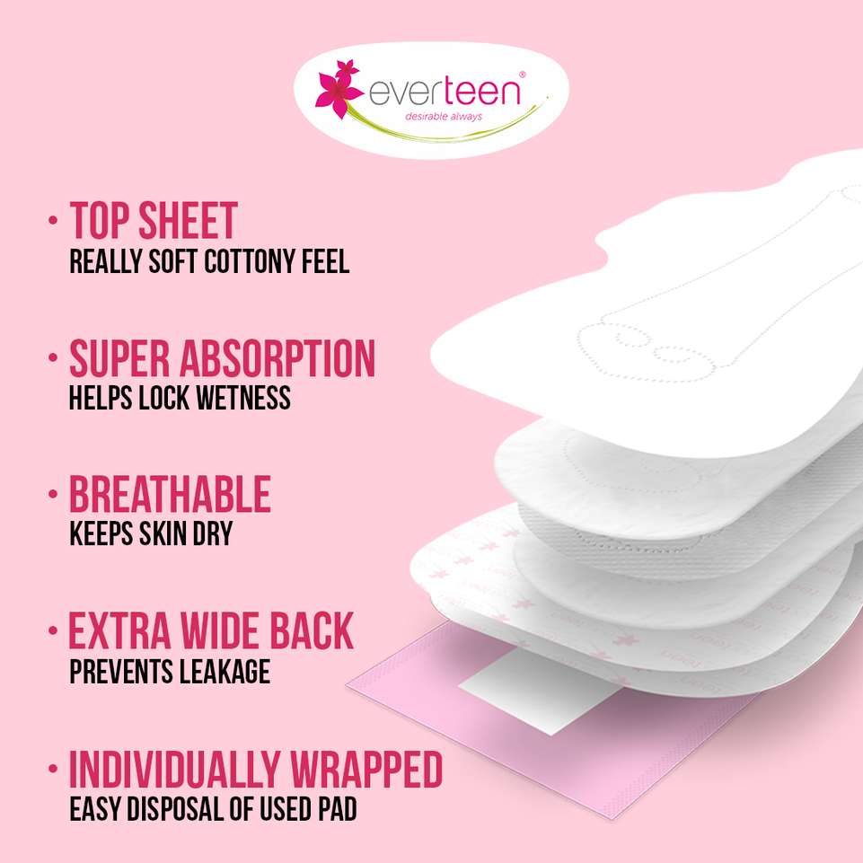 everteen Period Care XXL Soft with Neem-Safflower - (40 Pads Each) Sanitary Pad | Buy Women Hygiene products online in India | Shopsy.in - Image 5