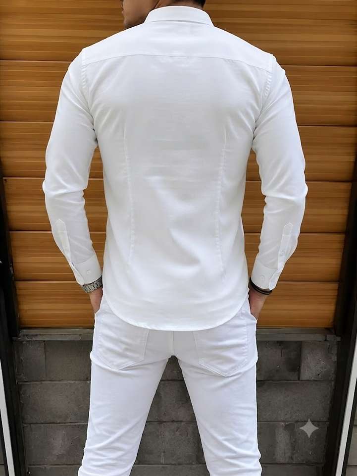Shopsy EMTY FASHION Men Solid Casual White Shirt - Image 3