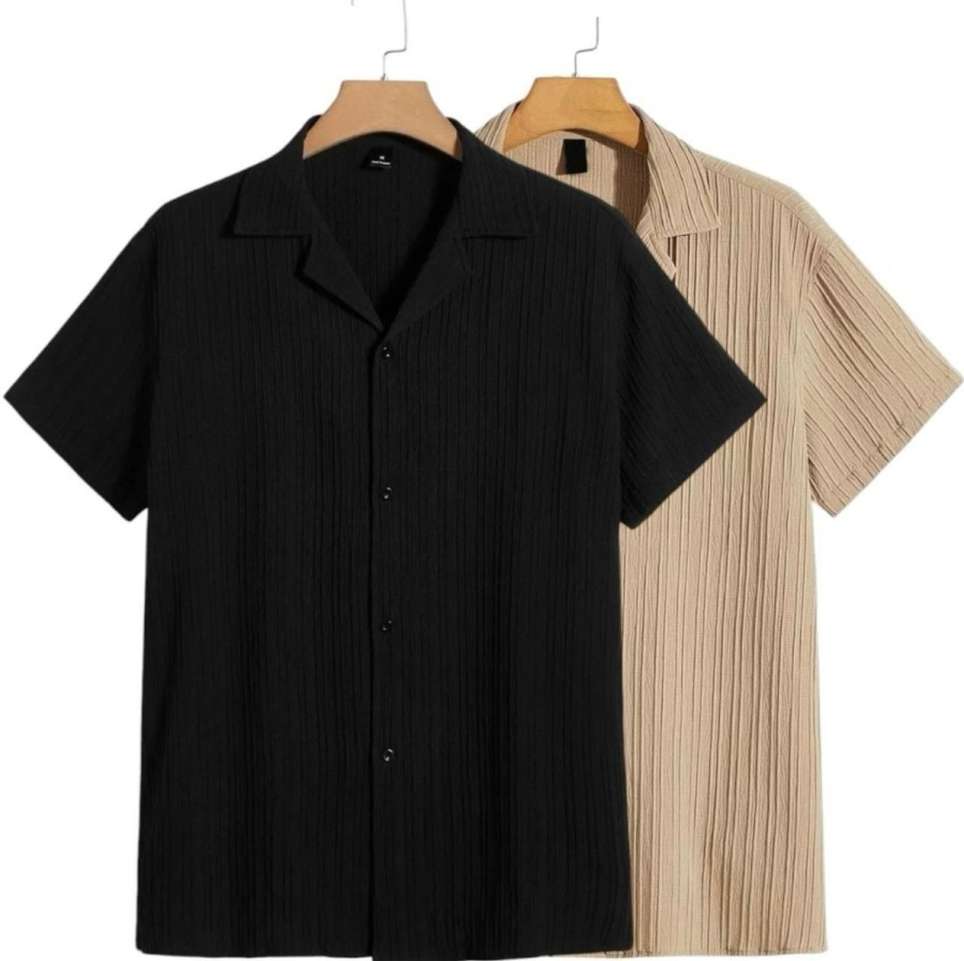 VRLOOKS Men Self Design Casual Black, Cream Shirt Price in India - Buy VRLOOKS Men Self Design Casual Black, Cream Shirt online at Shopsy.in - Image 2