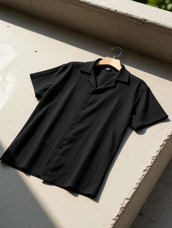 VRLOOKS Men Self Design Casual Black, Cream Shirt Price in India - Buy VRLOOKS Men Self Design Casual Black, Cream Shirt online at Shopsy.in - Image 4