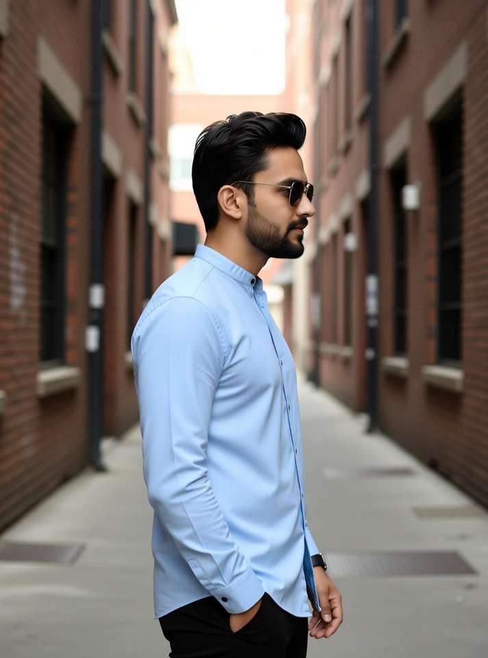 Shopsy RAHUL LOOK Men Solid Casual Light Blue Shirt - Image 3