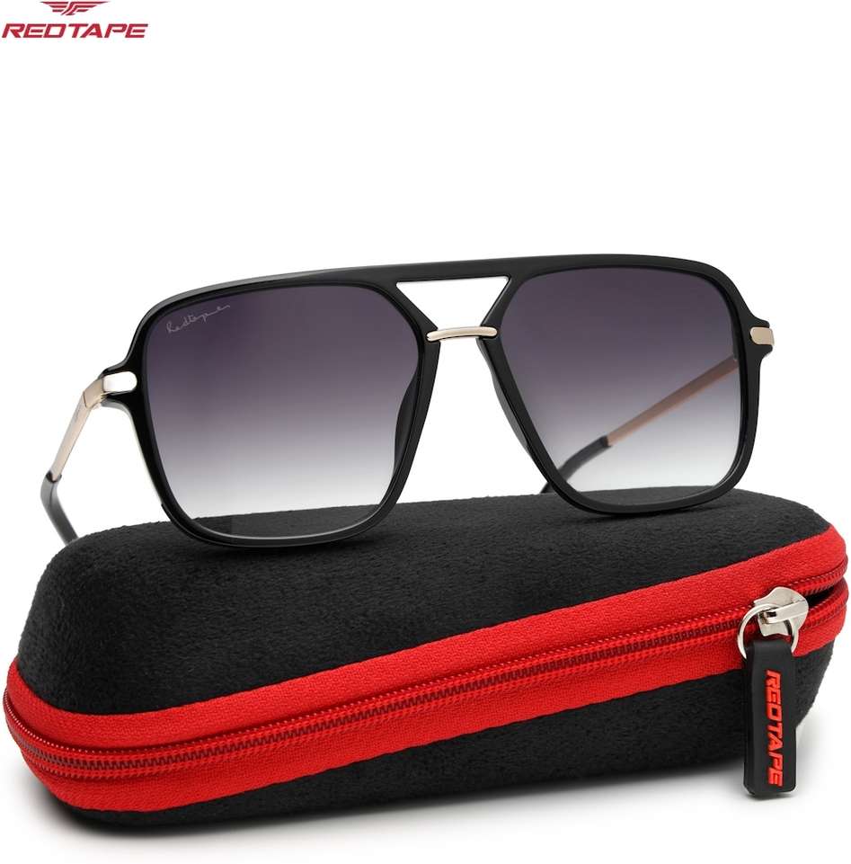 Shopsy Red Tape Retro Square Sunglasses Black - Image 6