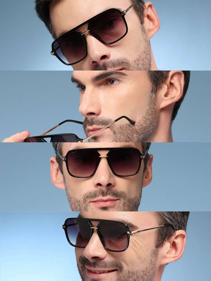 Shopsy Red Tape Retro Square Sunglasses Black - Image 5