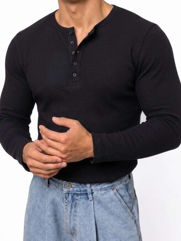 Shopsy Azizan Self Design Men Black T-Shirt - Image 2