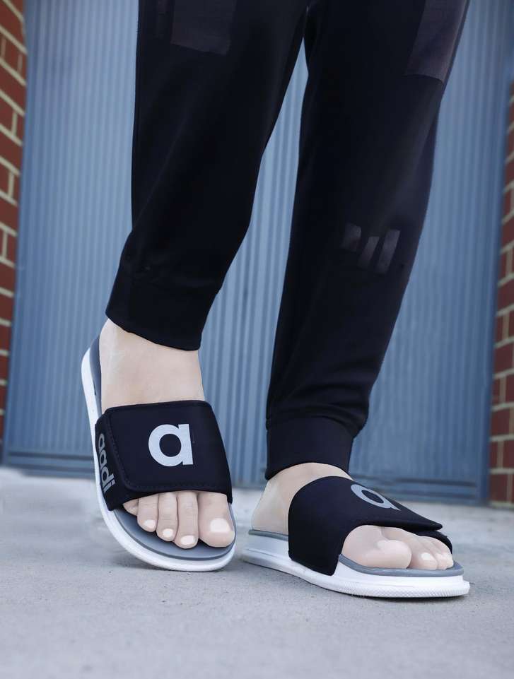 aadi Men Men's Grey Synthetic Leather Daily Casual Slider Slides - Buy aadi Men Men's Grey Synthetic Leather Daily Casual Slider Slides Online at Best Price - Shop Online for Footwears in India | Shopsy.in - Image 2