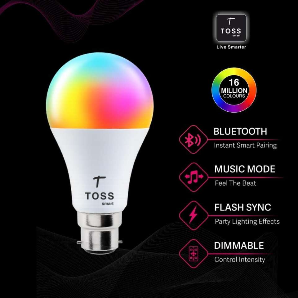 Shopsy Toss Smart RGB LED Bulb 9W B22 Bluetooth Music Sync Dimmable - Image 6