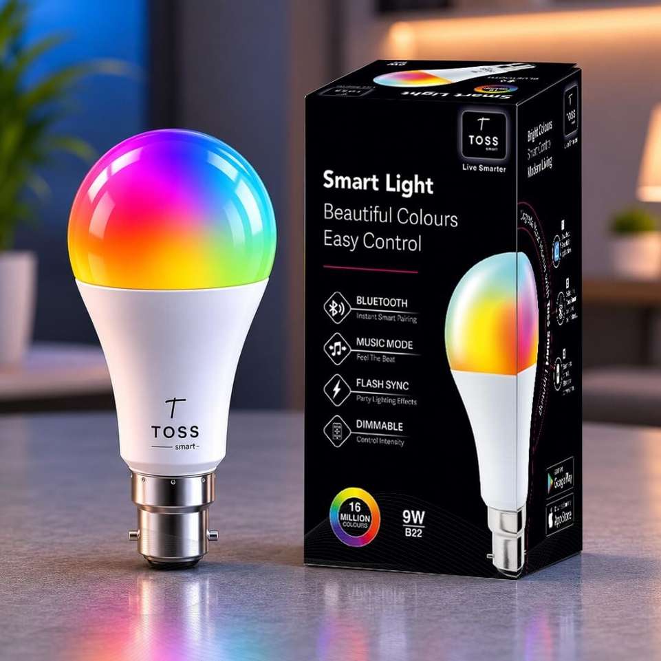Shopsy Toss Smart RGB LED Bulb 9W B22 Bluetooth Music Sync Dimmable - Image 4