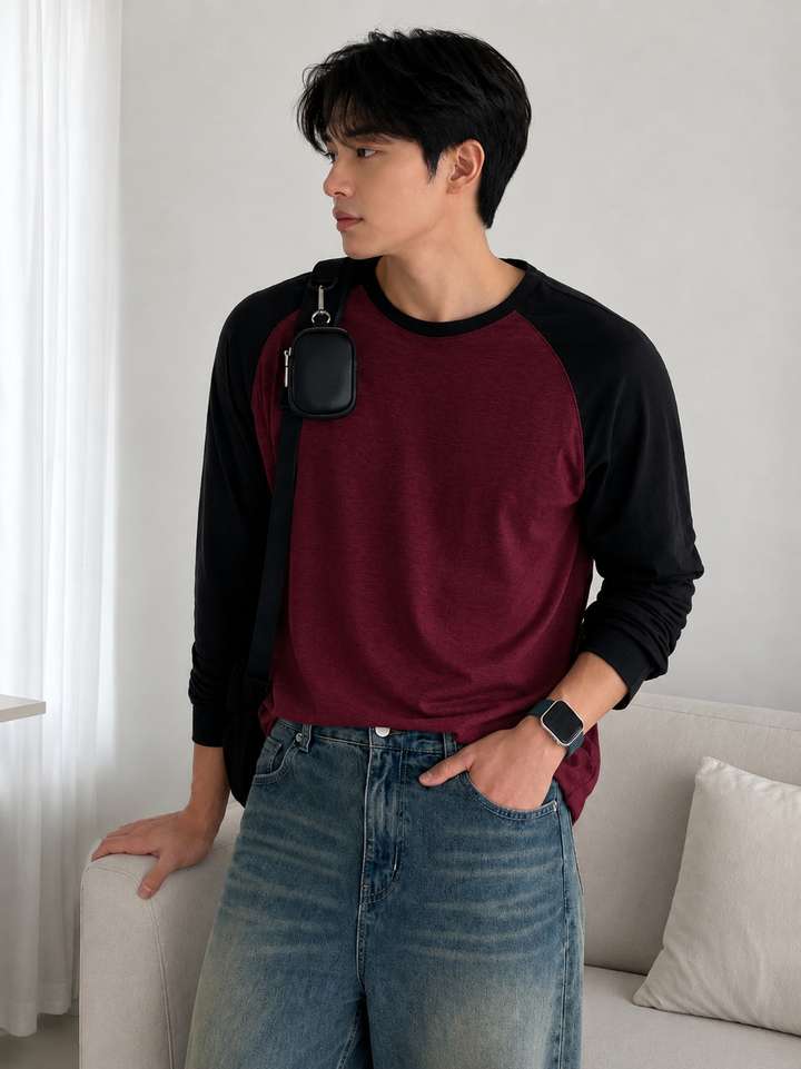 Wrodss Colorblock Men Round Neck Black, Maroon T-Shirt - Buy Wrodss Colorblock Men Round Neck Black, Maroon T-Shirt Online at Best Prices in India | Shopsy.in - Image 5