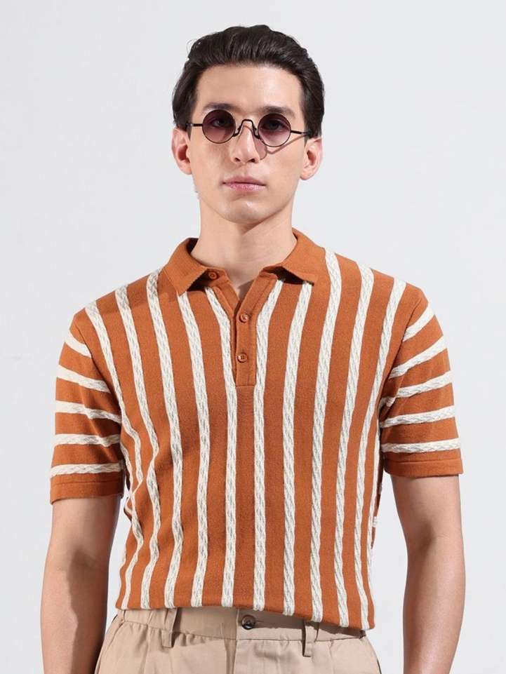 The Indian Garage Co. Self Design Men Polo Neck Brown T-Shirt - Buy The Indian Garage Co. Self Design Men Polo Neck Brown T-Shirt Online at Best Prices in India | Shopsy.in - Image 2