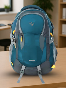 WESLEY Large 45 L Laptop Backpack Unisex Travel Rucksack hiking laptop bag fits upto 17.3 inch with Raincover and internal organiser backpack Rucksack College bag 45 L Laptop Backpack (Blue, Grey) - Image 1