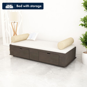 SIVOM Cyprus Multipurpose Diwan/Single Bed with Storage Engineered Wood Single Box Bed, 81 cm x 188 cm (2.66 ft x 6.17 ft) (Finish Color - Dark Wenge, Delivery Condition - Knock Down) - Image 1