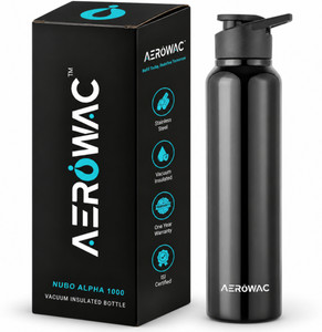 AEROWAC Nubo Alpha Leak Proof 1000ml Stainless Steel Bottle (Black) - Image 1