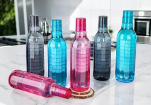 OMORTEX Stay Cool & Hydrated at school,college,work,gym & outdoor 1000 ml Plastic Bottle (Pack of 6, Multicolor) - Image 1