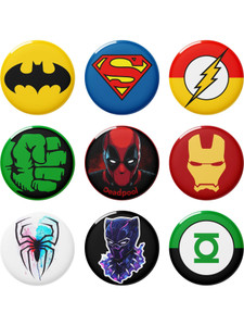 Visibee Superhero Pin Badges Set of 9, 58mm Multicolor - Image 1