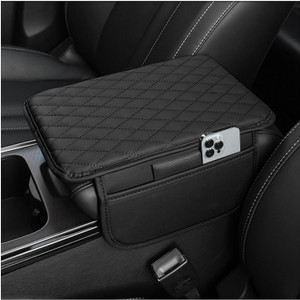 Goveesaj Car Arm Rest Cushion Cover PU Leather Seat Gap Filler with 2 Pocket Car Armrest (NA, NA) - Image 1