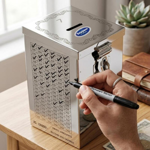 KOKOLINE Money Saving Box 100000 Rupees Challenge Coin Bank Silver - Image 1