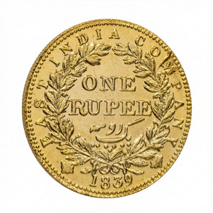 コレクション 1839 G.BRITAIN 3P MS 64 Luxury 1 Rupee 1839 Victoria, British India Gold-plated Fantasy