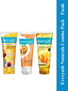 Everyuth Naturals Lemon & Cherry Face Wash (50g), Walnut Scrub (50g), Golden Glow Peel off Mask (50g) (3 à¤à¤¾ सà¥à¤) - Image 1