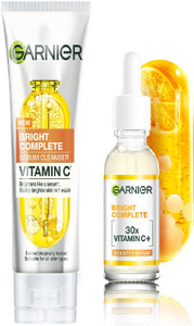 Garnier Men Bright Complete Vitamin C Serum Cleanser 50g + Booster - Image 1