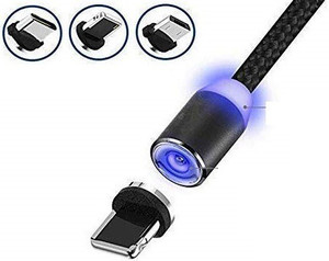 BSVR Magnetic Charging Cable 1.2 m Magnetic 3 IN 1 Data Cable 169 Nylon Braided 3.0A 360 Degree Rotate Cable (Compatible with Samsung , Iphone , Type-C Fast Charging, Multicolor, One Cable, NA) - Image 1