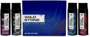 Wild Stone No Gas Deo Travel Pack with Black, Ocean, Storm & Amber, 40ml each Mini Deodorant Spray - For Men (160 ml, Pack of 4) - Image 1