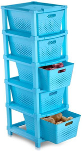 Seville Classics 5 Compartments Plastic, Premium Chest of Drawers (Blue) - Image 1