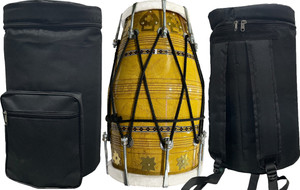 AMROHA ENTERPRISES Professional Y-18-N-B-R Nut & Bolts Dholak (Yellow) - Image 1