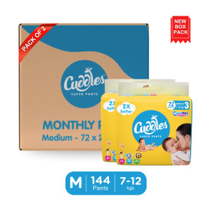 Cuddles - Super Pants 2X Softer Super Dry (Pack of 2) Pant Diapers - M (144 Pieces) - Image 1