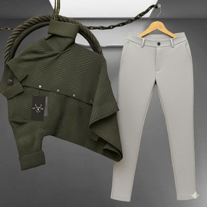 Black Deer Men Cotton Blend Shirt Pant Set (Black) - Image 1