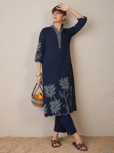 Indo Era Women Pure Cotton Kurta Pant Set - Image 1