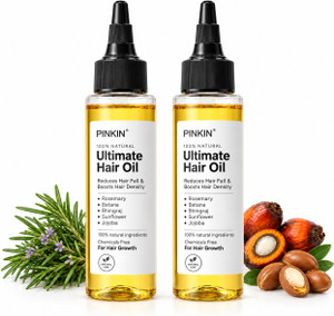 PINKIN Ultimate Hair Oil | Bhringraj,Rosemary,Batana,Sunflower & Jojoba | Nourishing | Hair Oil (200 ml) - Image 1