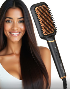 MakeMeeBold Frizz-Free Hair Straightening Brush, Black - Image 1