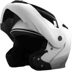 Racing-1 Flip-Up Helmet with Rainbow Visor (White) - Image 1