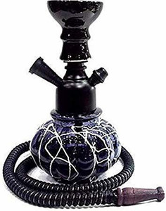 Appraise Home Impex Qt Luster Mini Golden 12 inch Glass Hookah (Black) - Image 1