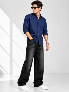 BLACK REY Men Straight Fit Mid Rise Black Jeans - Image 1