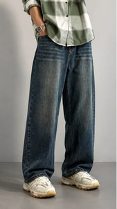 4ME Men Baggy Fit Mid Rise Dark Blue Jeans - Image 1