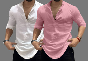 COMBRAIDED Men Solid Straight Kurta - Image 1
