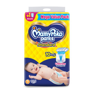 MamyPoko Pants Standard, 10hr Leakage Protection Pant Diapers - S (105 Pieces) - Image 1