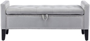 The Furnishery Leather Pouf Grey Knock Down - Image 1