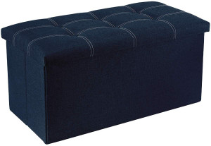 AFS Fabric Cube Ottoman Navy Blue Pre-Assembled - Image 1