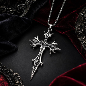 Vivity Crown of Thorns Silver Cross Necklace - Image 1
