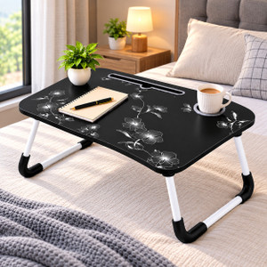 FoldFirst Multipurpose Wood Portable Laptop Table (Black Flower, - Image 1