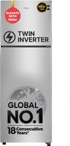 Haier 240L Frost Free Double Door 2 Star Refrigerator (Moon Silver, - Image 1