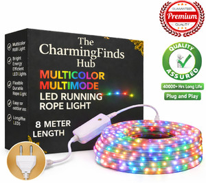 The CharmingFinds Hub 480 LEDs 8 m Multicolor Flickering, Color Changing, Steady Strip Rice Lights (Pack of 1) - Image 1