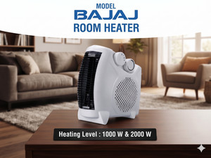 BAJAJ Model Energy Saver 1000W & 2000W Watt Fan Room Heater // Overheat Protection Fan Room Heater - Image 1