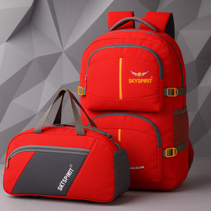 sky spirit 55L Large Rucksack +40 L Duffle Bag | Outdoor Trekking & Travel Bag Set | Unisex Rucksack - 55 L (Red) - Image 1