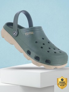 FLITE Men Clogs Sandal (Khaki, Olive, 9) - Image 1
