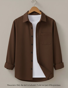 Styles Thief Men Regular Fit Solid Spread Collar Casual Shirt - Image 1